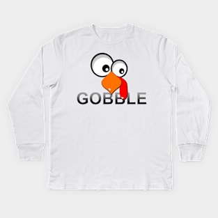 Big-Eyed Turkey Face Gobble Kids Long Sleeve T-Shirt